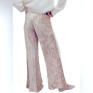 VELVET PLEATED WIDE LED SOFT FLOWING WOMENS PANTS NWTS - A New Day -NWTS